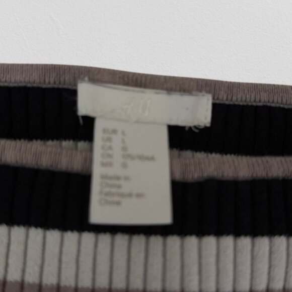 H & M Striped Sweater Top Orange Beige Large - Picture 4 of 7